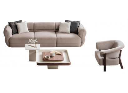 Stilvolles Sofa Set mit Sessel und Designer Couchtisch in Beige