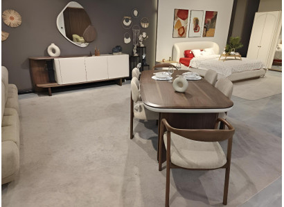 Modernes Esszimmer-Set Holztisch Designer 6x Stühle Edle Konsole