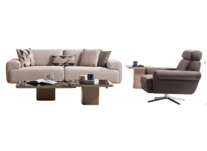 Modernes Möbelset mit Sofa Sessel Couchtisch und Beistelltisch