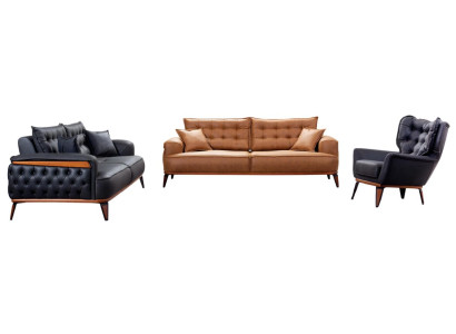 Elegantes Wohnzimmer-Set 2x 3-Sitzer Sofa bequemer Sessel modern