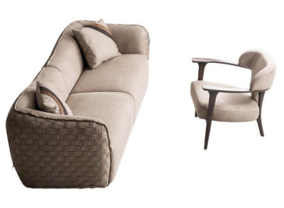 Elegantes Möbelset mit Sofa und Sessel im modernen stilvollen Design