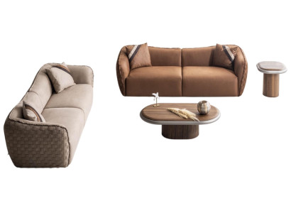 Elegantes Möbelset mit zwei Sofas Couchtisch und Beistelltisch