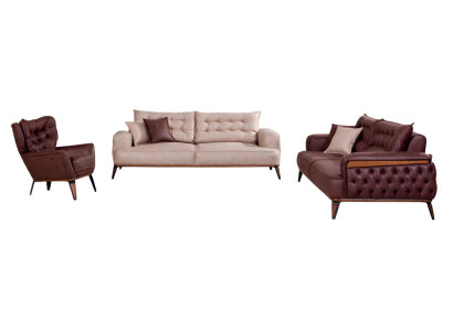 Elegantes Wohnzimmer-Set mit 2x 3-Sitzer Sofas und Sessel.