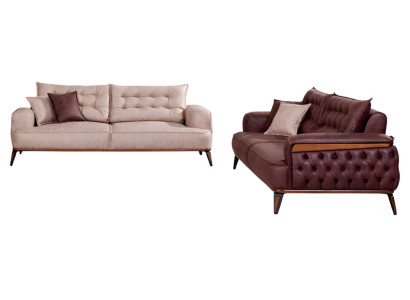 Elegantes Wohnzimmer-Set mit zwei komfortablen 3-Sitzer Sofas
