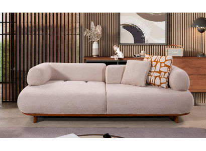 Komfortables Beiges Sofa Wohnzimmer Textilcouch Edle Sitzmöbel