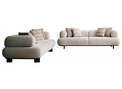 Beige Couchgarnitur Wohnzimmer 3-Sitzer Sofas Textilcouchen Möbel