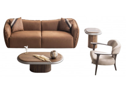 Luxuriöse Wohnzimmer Sofagarnitur Polstercouch Sessel Kaffeetische