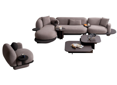 Exklusive Graue Wohnzimmer Polstergarnitur Ecksofa Couchtisch Sessel