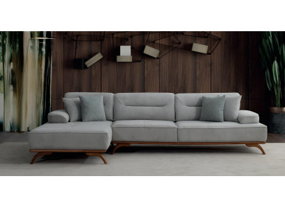 Modernes Graues Ecksofa Designer L-Form Wohnzimmer Textilcouch