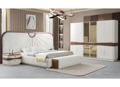 Moderne Schlafzimmer Garnitur Weißes Doppelbett Stilvoller Schrank