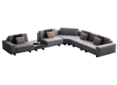 Designer Graues Ecksofa Luxuriöse L-Form Couch Ablagetisch Möbel