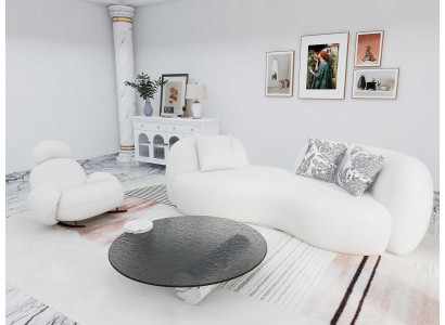 Elegante Wohnzimmer Garnitur 3-Sitzer Schaukelstuhl Edler Couchtisch