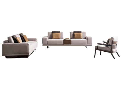 Elegantes Beiges Sofa-Set Designer 4-Sitzer Edler Zweisitzer Sessel