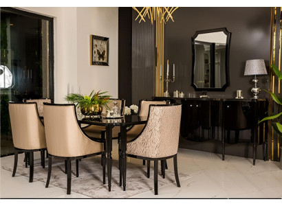 Esszimmer Set mit Stühlen und Spiegel  Klassisch und Elegant Hochwertig Möbel