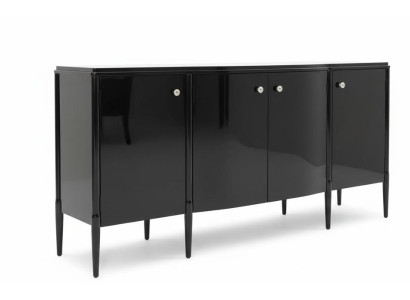 Eleganter schwarzer Sideboard mit glänzender Oberfläche Türen Hochwertig Möbel