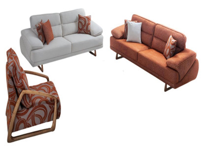 Wohnzimmer Polstergarnitur Moderne 2x 3-Sitzer Sofas Textilsessel