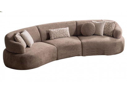 Stilvoller Brauner 5-Sitzer Wohnzimmer Polstercouch Designer Sofas