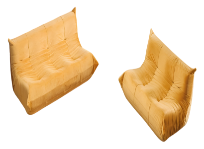Oranges Designer Sofa-Set Luxuriöse Wohnzimmer Polstercouchen 2tlg