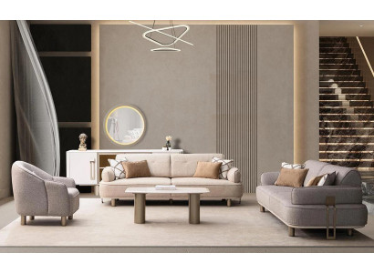 Modernes Sofa Set Beige mit Sessel und Couchtisch für stilvolle Räume