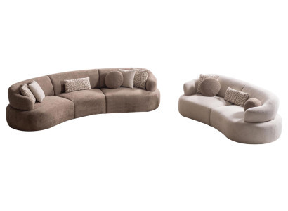 Braun-Beige Sofagarnitur Stilvoller 5-Sitzer Designer Polstersofa
