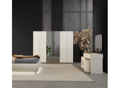 Elegantes 2-tlg. Schlafzimmer-Set: Schminktisch mit Spiegel und Schrank