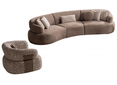 Luxuriöses Braunes Sofa-Set Designer Polstercouch Sitzsessel 2tlg