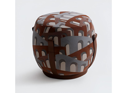 Kreativer Designer Hocker Brauner Polsterhocker Rundhocker Möbel