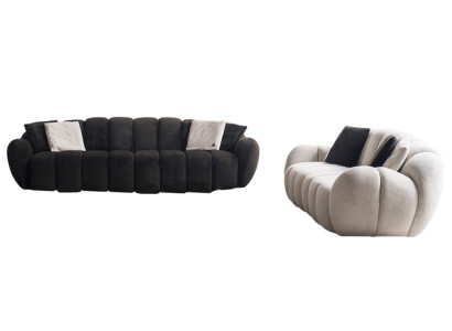 Schwarzer 5-Sitzer Designer Weiser Dreisitzer Luxuriöse Textilmöbel