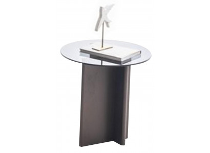 Transparenter Beistelltisch Designer Glastisch Edler Metallfuß