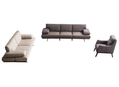 Elegante Grau-Beige Couchgarnitur 2x Polstersofas Designer Sessel