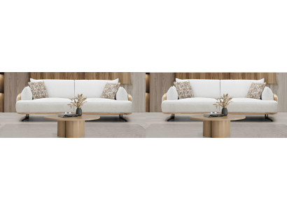 3+3 Sofa im modernen Design mit stilvollem Holzrahmen