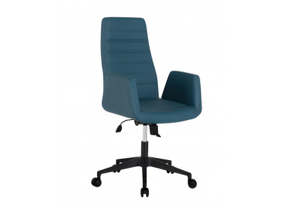 Blauer Ledersessel Exklusiver Bürosessel Designer Büro-Drehsessel