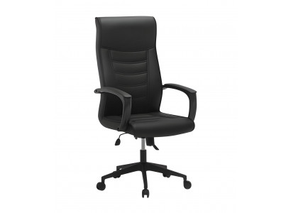 Schwarzer Büro-Drehstuhl Designer Arbeitszimmer Ledersessel Möbel