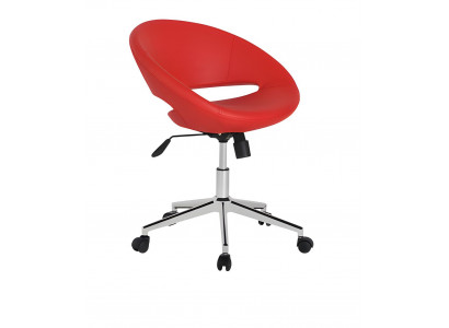 Designer Roter Lederstuhl Exklusive Bürosessel Stilvoller Drehsessel