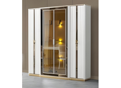 Stilvolle Weiße Vitrine Wohnzimmer Glasschrank Moderne Anrichte
