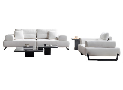 Exklusive Weiße Sofagarnitur Designer 4-Sitzer Moderner Sessel Tisch