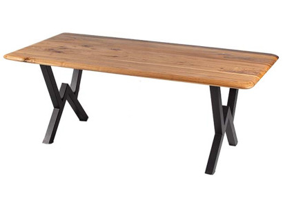 Exklusiver Esszimmertisch Designer Holzplatte Edles Metallgestell