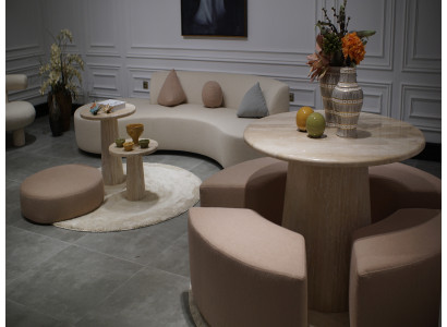 Runder Beiger Tisch Travertintisch Moderne Wohnzimmer Tische Möbel