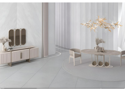 Beiges Esszimmer-Set Stilvoller Esstisch 4x Textilstühle Sideboard