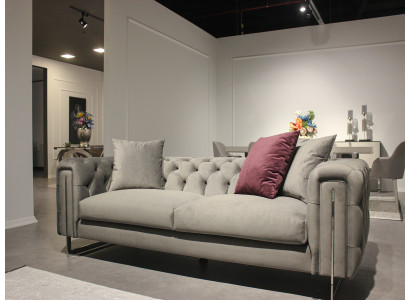 Moderne Hellgraue Chesterfield Couch Designer Polstersofa 3-Sitzer