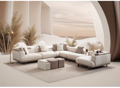 Stilvolle L-Form Beige Couch Designer Ecksofa Wohnzimmer Polstersofa