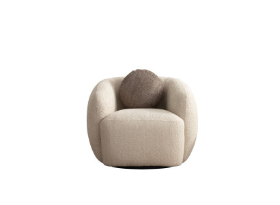 Designer Beiger Polstersessel Stilvoller Wohnzimmer Textilsessel