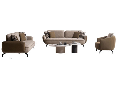 Exklusive Beige Wohnzimmer Couchgarnitur Stilvolle Couchtische 5tlg