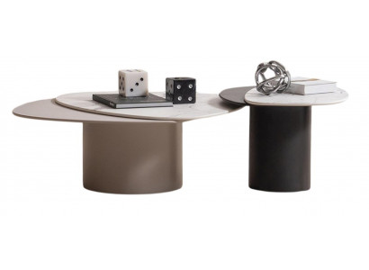 Luxuriöser Couchtisch-Set Designer Marmorplatte 2x Beistelltische