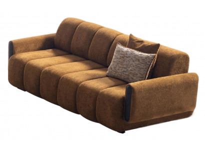 Stilvoller Brauner 3-Sitzer Luxuriöse Wohnzimmer Textilcouch Möbel