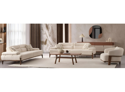 Braun-Beige Wohnzimmer Polstergarnitur Designer Couchtisch Sideboard