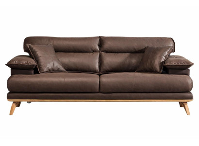 Elegante Wohnzimmer Polstercouch Designer Ledersofa 3-Sitzer Sofa