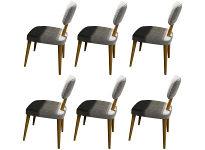 Elegantes Graues Stuhl-Set 6x Stoffstühle Esszimmer Möbel Stühle