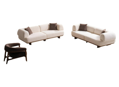 Exklusive Sofagarnitur Designer 3-Sitzer Stoffsessel Designer Möbel