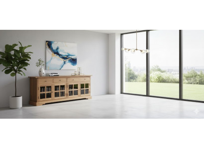 Hellbraune Küchenkommode Designer Holz Anrichte Edle Konsole Möbel
